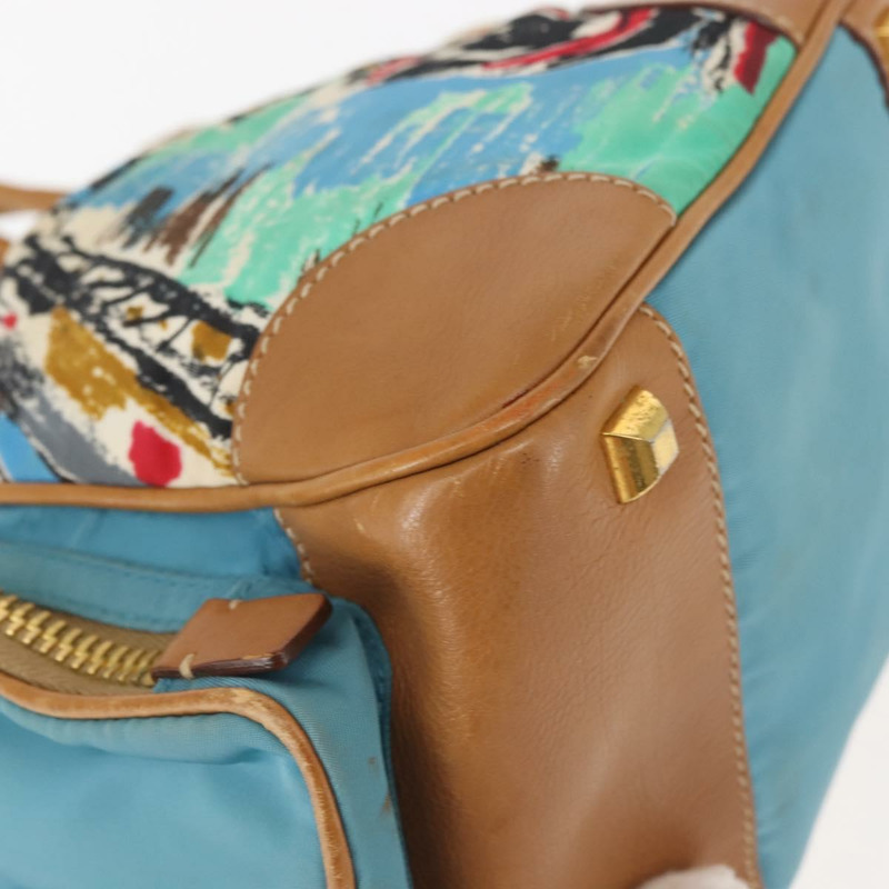 【日本直送】PRADA Venice 手提包 尼龍 淺藍色 金色 正品 145925A-15