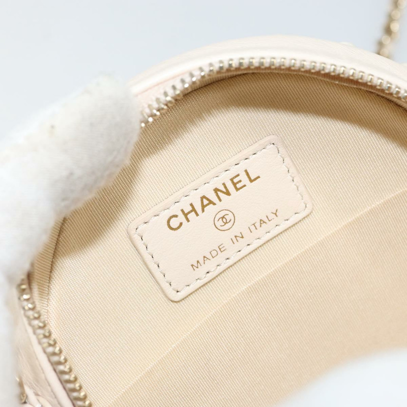 【日本直送】香奈兒 (CHANEL) 絎縫鏈條單肩包,羊皮材質,米色,金色雙C標誌,貨號ba8041M-18