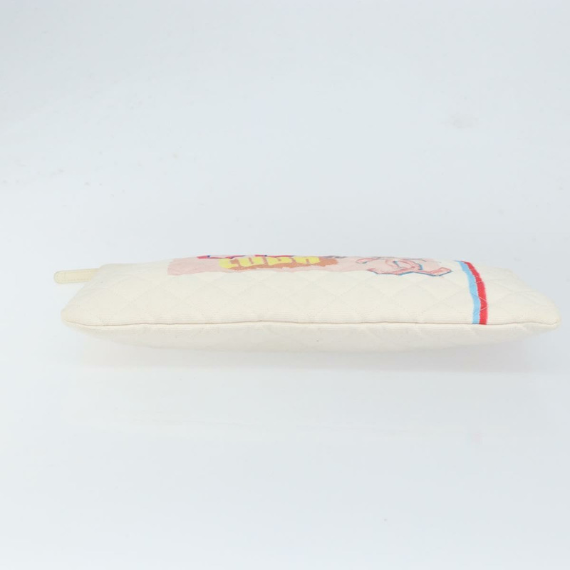 【日本直送】香奈兒 (CHANEL) Matelasse 帆布手拿包 白色 銀色 CC 標誌 Auth 154040A-5