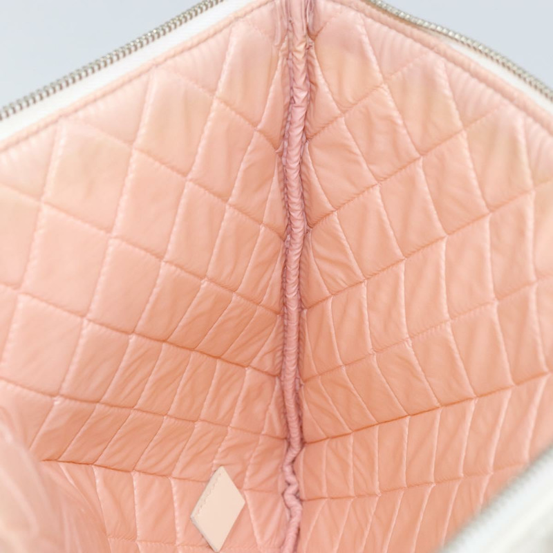 【日本直送】香奈兒 (CHANEL) Matelasse 帆布手拿包 白色 銀色 CC 標誌 Auth 154040A-17