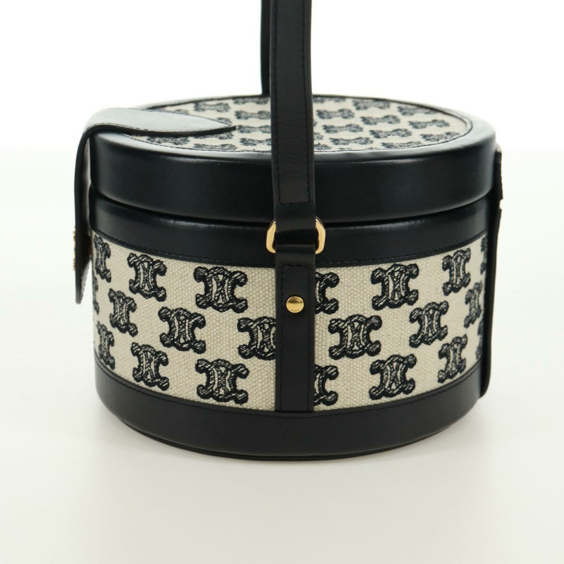 【日本直送】CELINE Triomphe 肩背包,帆布皮革,淺米色,黑色,金色,正品編號 170924M-2