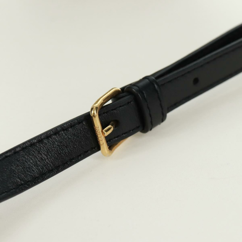 【日本直送】CELINE Triomphe 肩背包,帆布皮革,淺米色,黑色,金色,正品編號 170924M-8