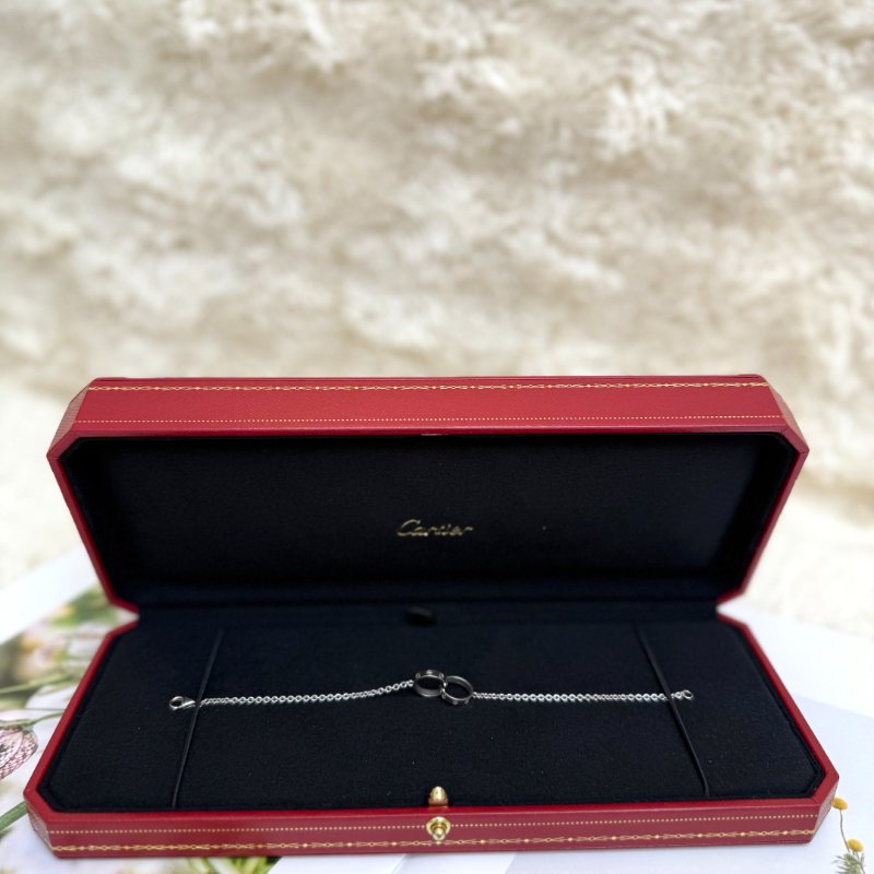 卡地亞 LOVE 銀色 18K白金 手鏈 無鑽 雙環-1