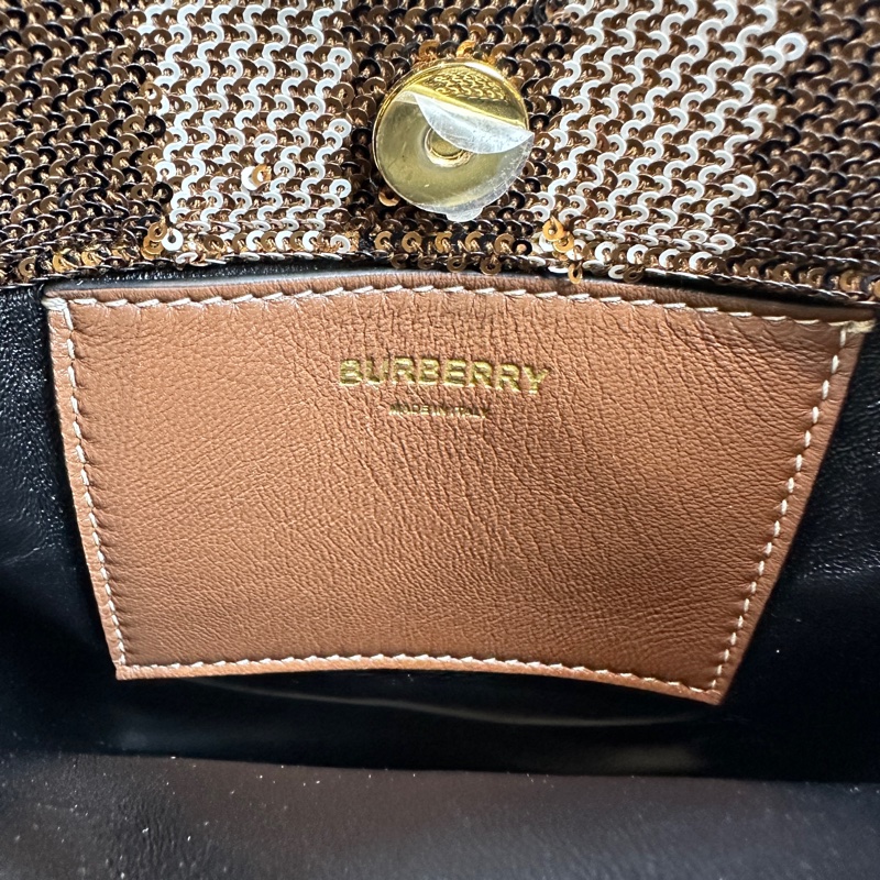 全新有Tag Burberry 格紋閃片金扣鏈條單肩包-7