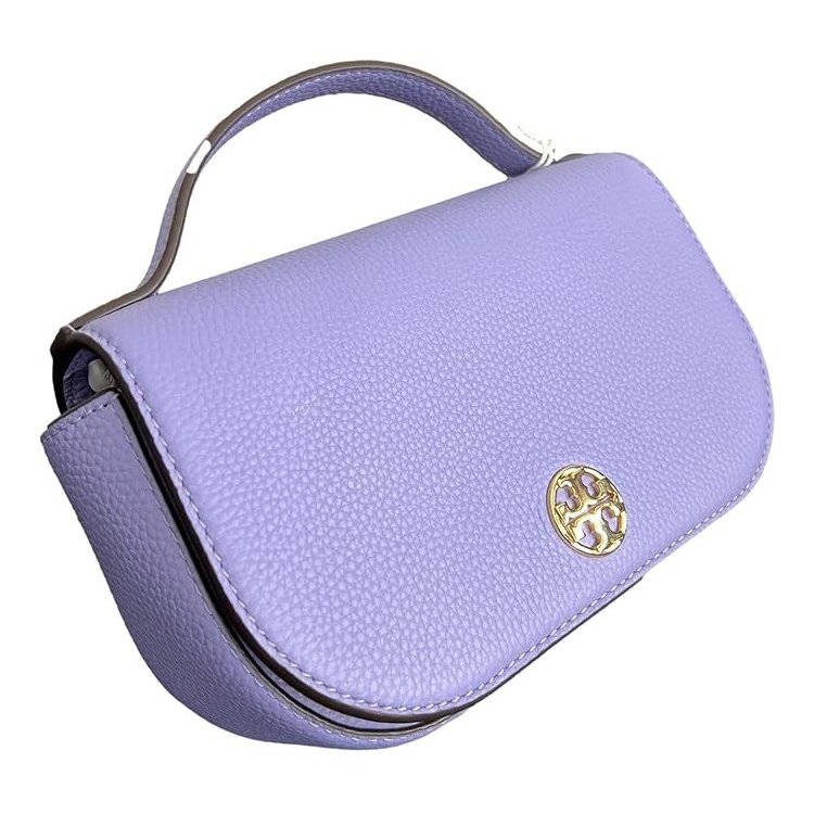 【TORY BURCH】荔枝皮革翻蓋手提/斜背包-薰衣草紫-2