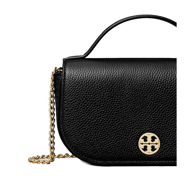 【TORY BURCH】荔枝皮革翻蓋手提/斜背包-黑-2