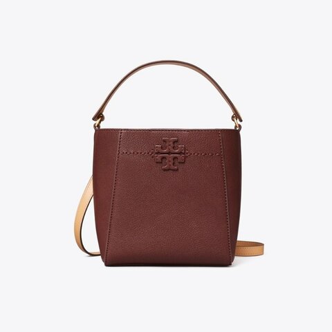 【TORY BURCH】素色皮革內裏麂皮兩用包-酒紅