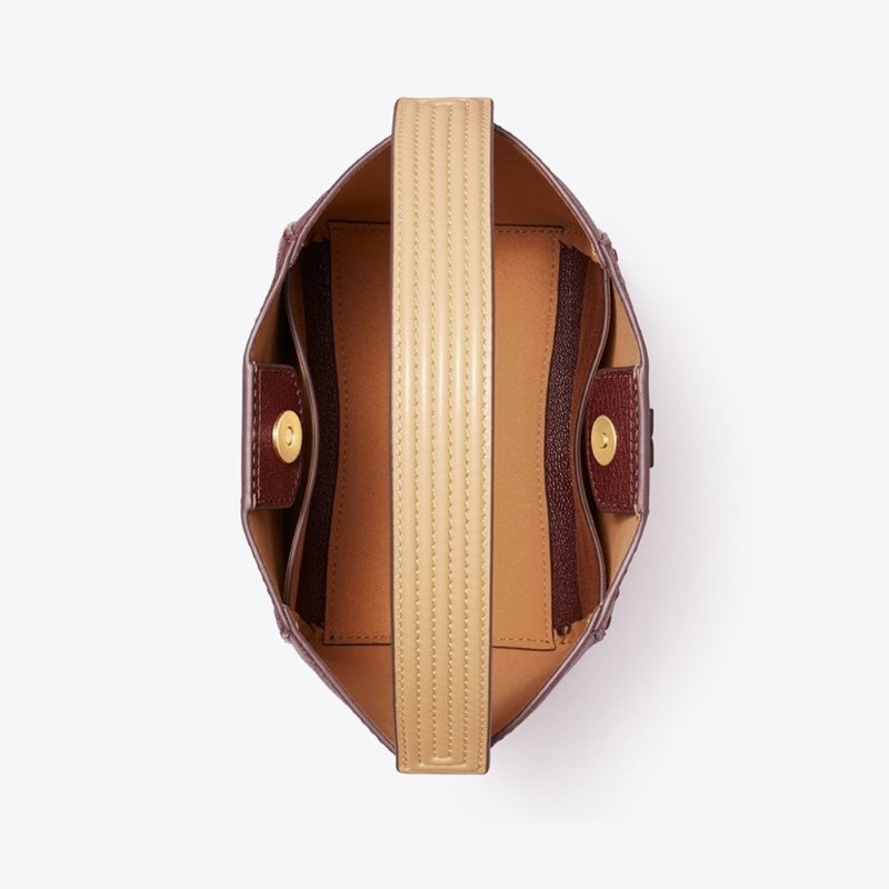 【TORY BURCH】素色皮革內裏麂皮兩用包-酒紅-1