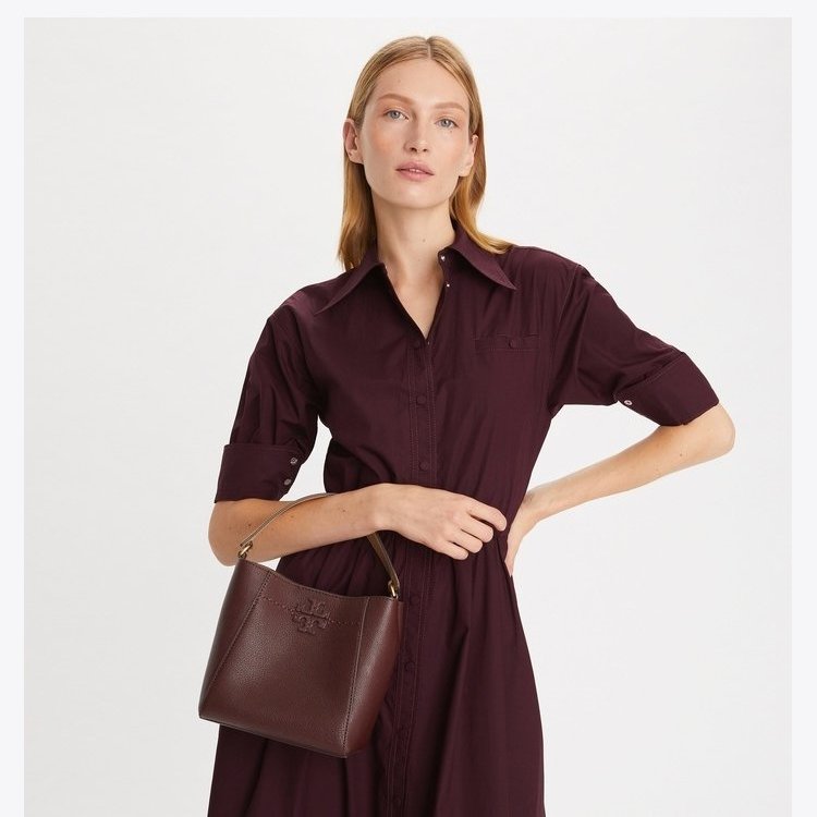 【TORY BURCH】素色皮革內裏麂皮兩用包-酒紅-3