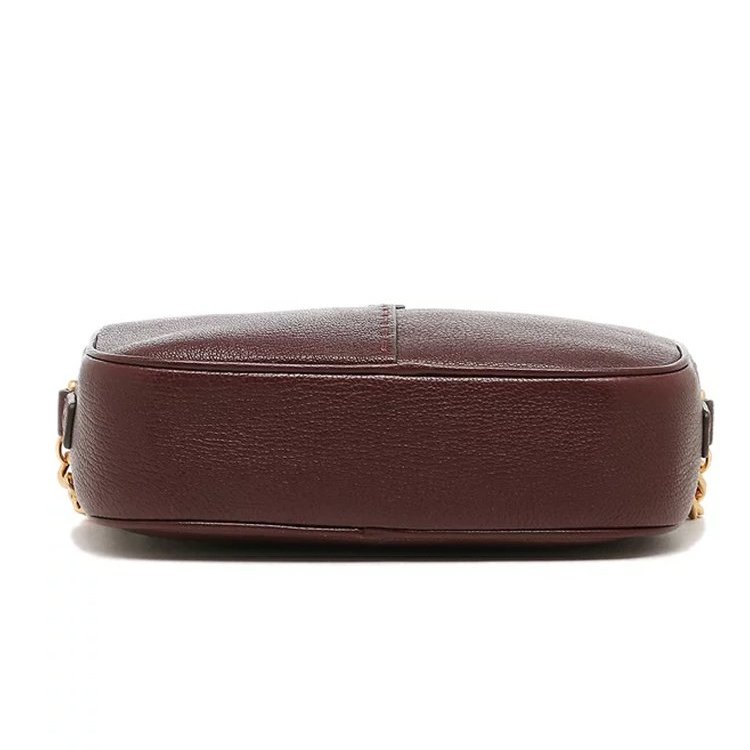 【TORY BURCH】素色皮革內裏麂皮鍊條斜背包-酒紅-3