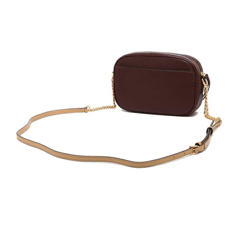 【TORY BURCH】素色皮革內裏麂皮鍊條斜背包-酒紅-4