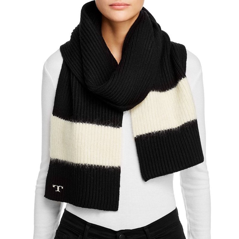 【TORY BURCH】黑白針織圍巾-1