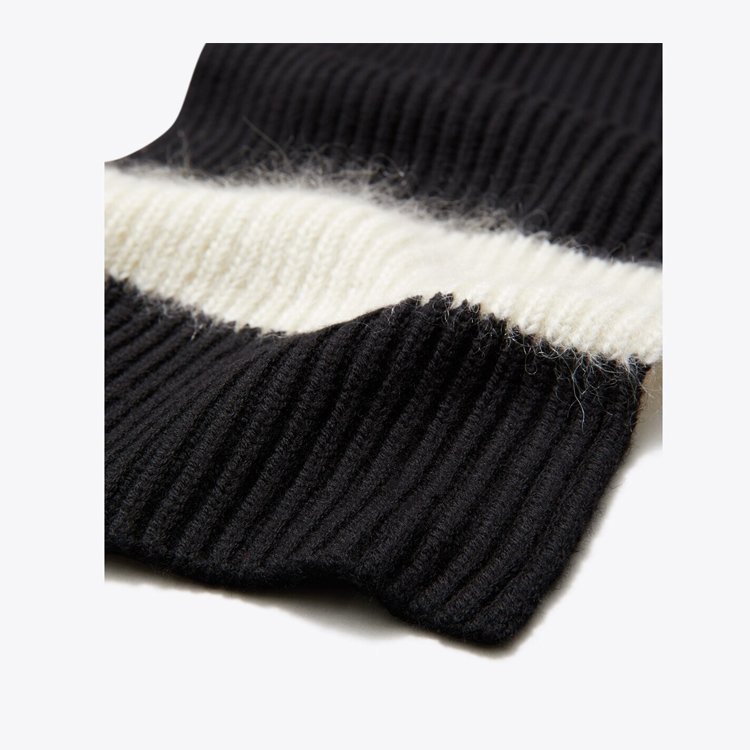 【TORY BURCH】黑白針織圍巾-3