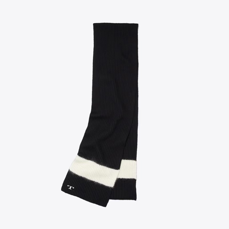 【TORY BURCH】黑白針織圍巾-4