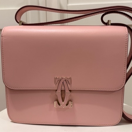 便宜賣Cartier 藕粉色 陶瓷經典Logo珠寶包款