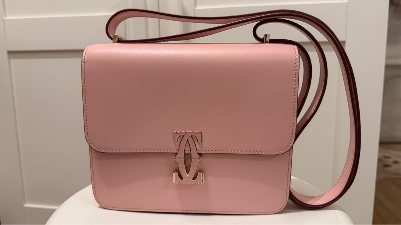 便宜賣Cartier 藕粉色 陶瓷經典Logo珠寶包款-2