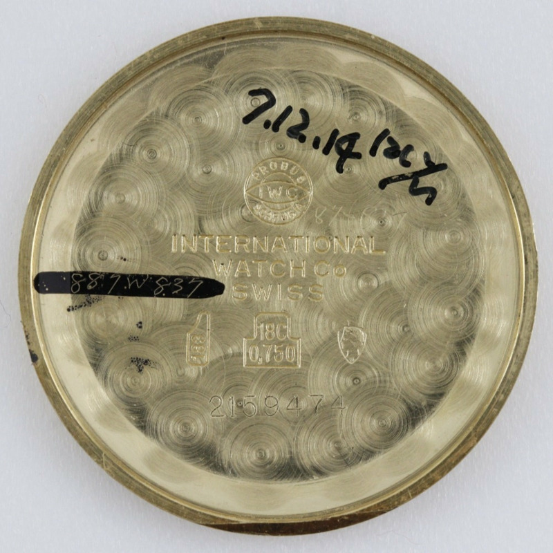 IWC萬國錶沙夫豪森復古403機芯腕錶,18K黃金錶殼搭配壓紋皮革錶帶,手動上鍊,指針式顯示,男士錶盤-4