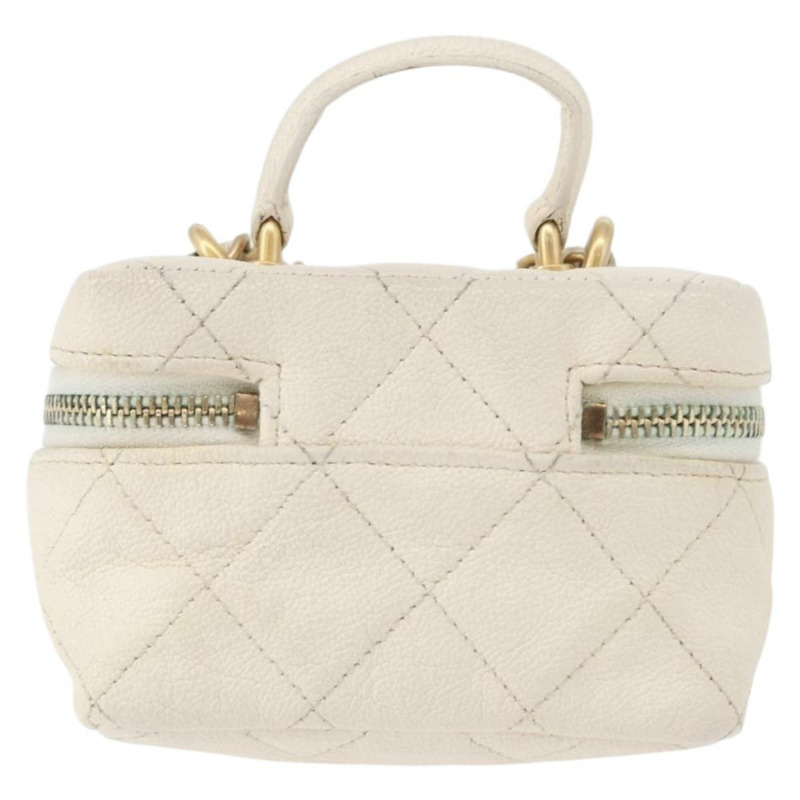 【日本直送】香奈兒 (CHANEL) Matelasse Vanity Chain Bag Caviar Skin White Gold CC Auth 170858A-2