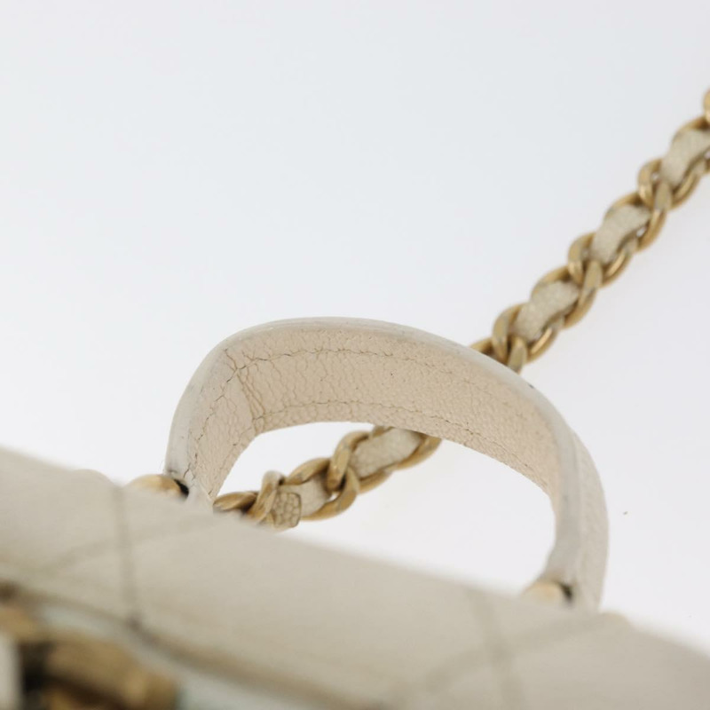 【日本直送】香奈兒 (CHANEL) Matelasse Vanity Chain Bag Caviar Skin White Gold CC Auth 170858A-7