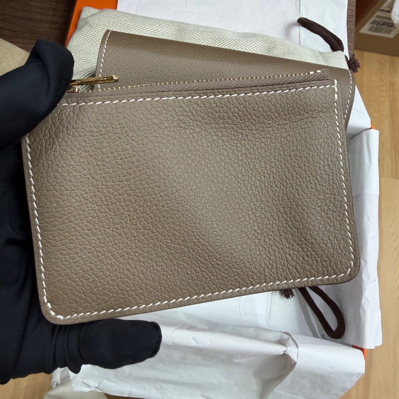 未使用品 Hermes Roulis Slim 錢包 大象灰 銀扣 Evercolor皮 B刻-4