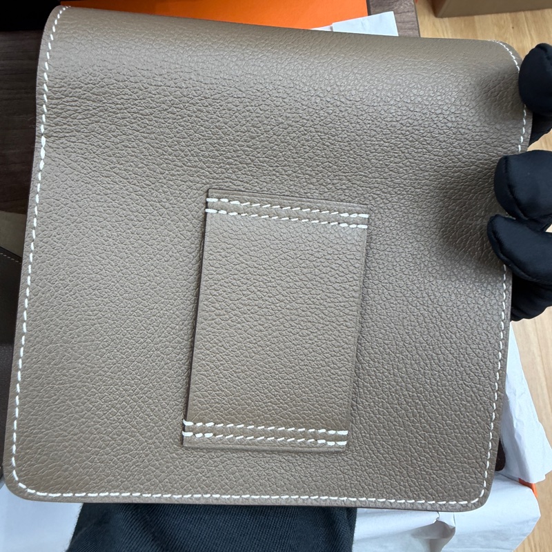 未使用品 Hermes Roulis Slim 錢包 大象灰 銀扣 Evercolor皮 B刻-9