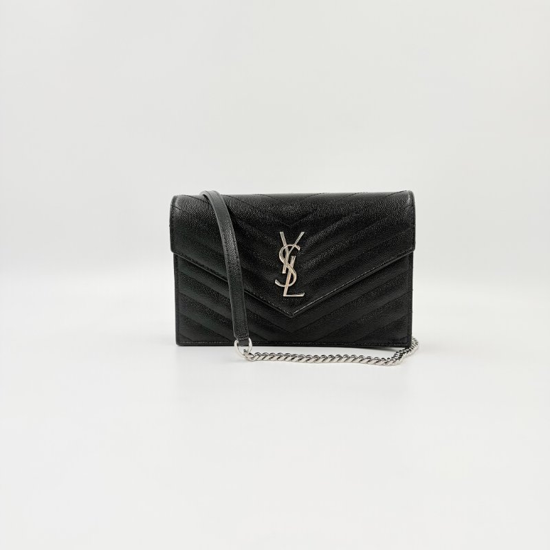 Saint Laurent - 黑色銀釦下蓋信封包╻WOC-5