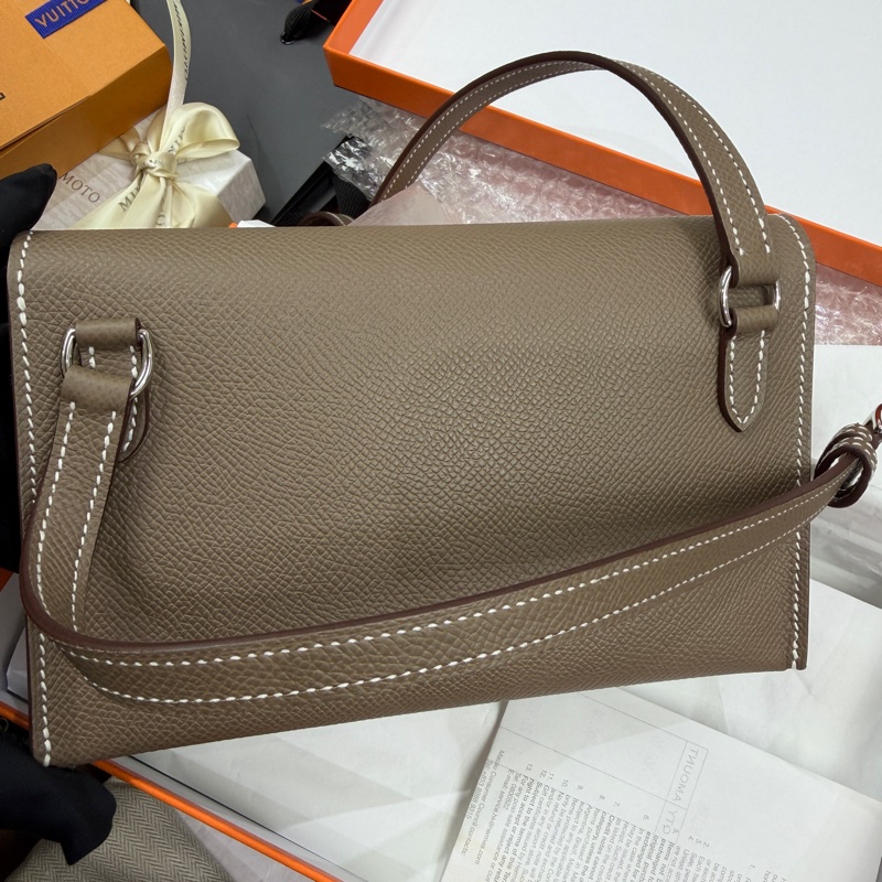 未使用品 Hermes Snap Wallet 小包包 大象灰 Epsom皮 K刻-1