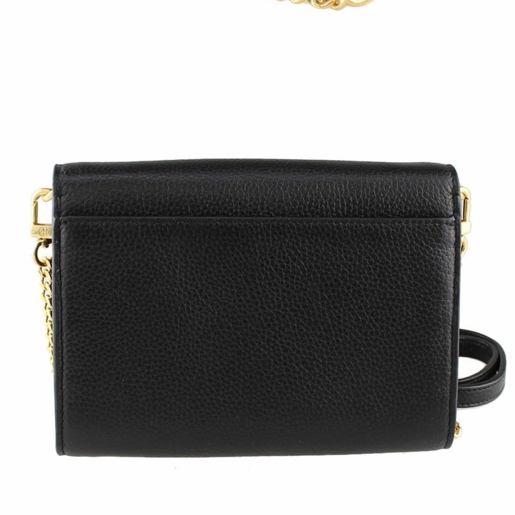 【TORY BURCH】素色荔枝皮革翻蓋斜背包-黑-2