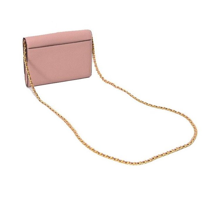 【TORY BURCH】素色荔枝皮革翻蓋斜背包-粉-1