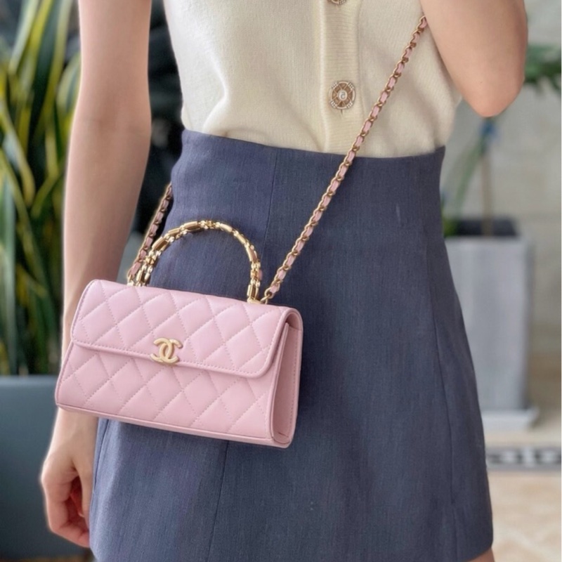 【全新 ✨ 全網最低價!】香奈兒/Chanel 22B 琺瑯手彬Kelly 淡粉色金扣 保值款 (下單前先詢問庫存❗️)-2