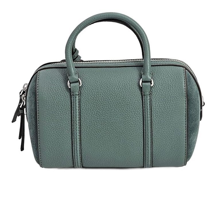 【TORY BURCH】荔枝皮革拼接麂皮流蘇兩用波士頓包-莫蘭迪綠(背帶兩款可替換)-2
