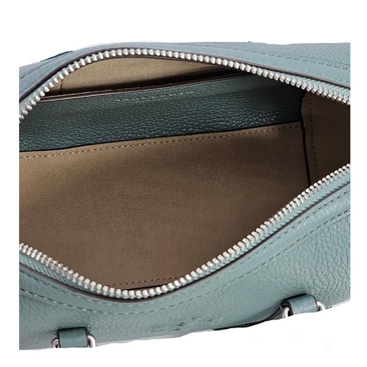 【TORY BURCH】荔枝皮革拼接麂皮流蘇兩用波士頓包-莫蘭迪綠(背帶兩款可替換)-3