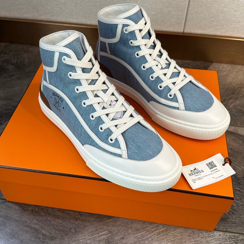 全新 Hermes 愛馬仕 Get Up 棕尾H logo牛仔帆布高幫板鞋 42碼-2