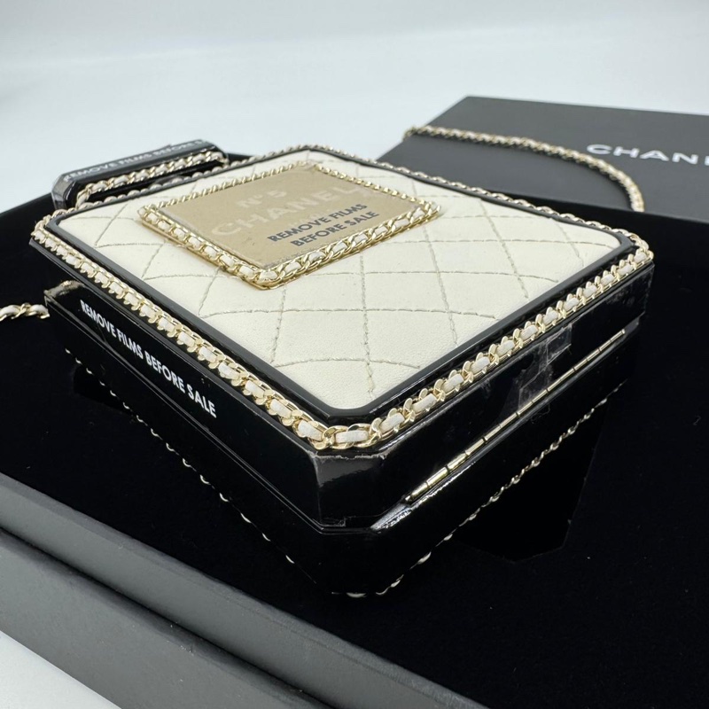 Chanel 22S Plexiglass Black Quilted Leather and White Perspex Perfume Bottle Minaudière Mini Flap Bag-5