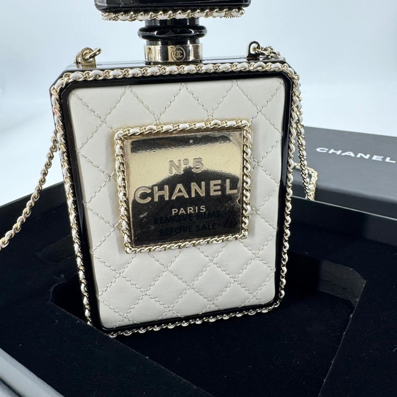 Chanel 22S Plexiglass Black Quilted Leather and White Perspex Perfume Bottle Minaudière Mini Flap Bag-7