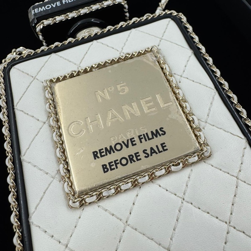 Chanel 22S Plexiglass Black Quilted Leather and White Perspex Perfume Bottle Minaudière Mini Flap Bag-8