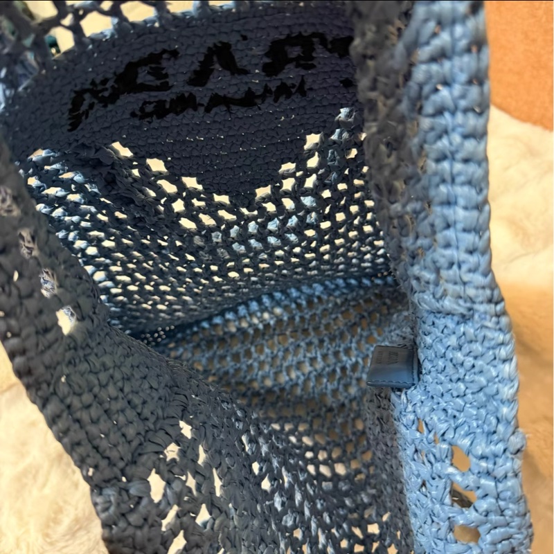 【95新 ✨ 全網最低價！】Prada 編織袋 拉菲草 沙灘包 藍紫色（下單前先詢問庫存❗️）-6