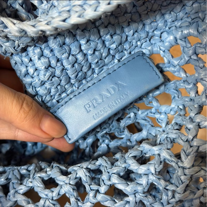 【95新 ✨ 全網最低價！】Prada 編織袋 拉菲草 沙灘包 藍紫色（下單前先詢問庫存❗️）-7