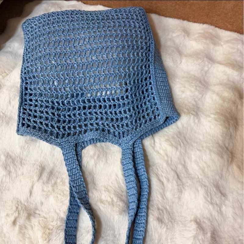 【95新 ✨ 全網最低價！】Prada 編織袋 拉菲草 沙灘包 藍紫色（下單前先詢問庫存❗️）-8