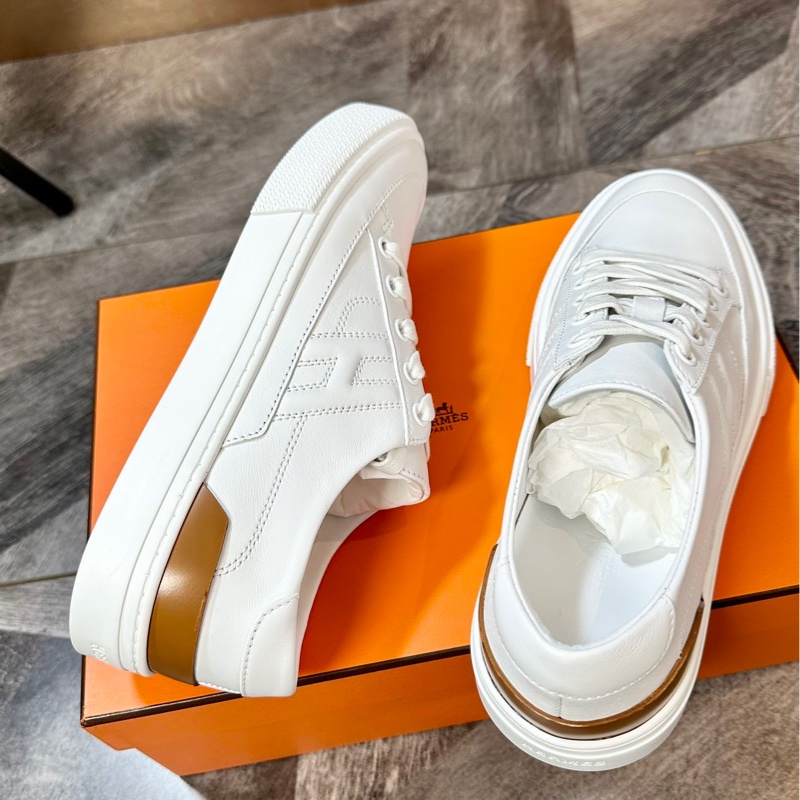 全新 Hermes 愛馬仕 H大logo棕尾 經典白鞋 運動鞋 37碼-4