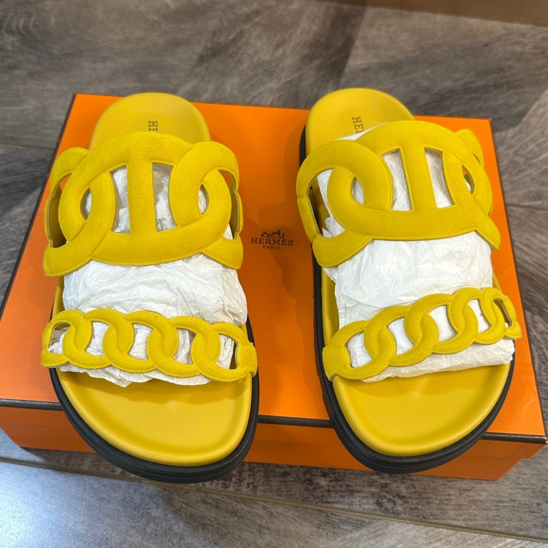 全新 Hermes 愛馬仕 Extra 豬鼻子鏈條一字拖鞋 36碼-0