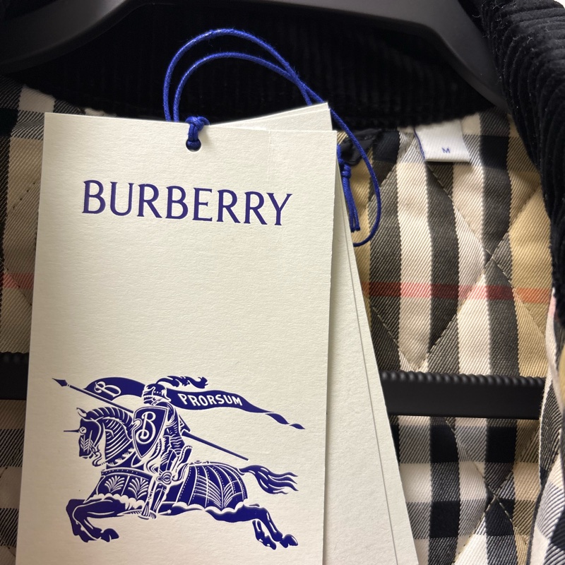 Burberry 燈芯絨衣領格紋外套-1
