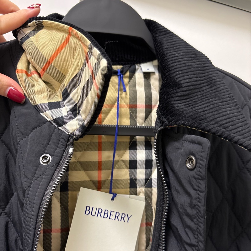 Burberry 燈芯絨衣領格紋外套-2