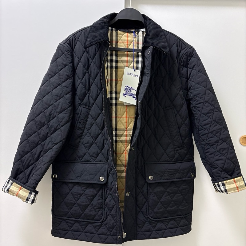 Burberry 燈芯絨衣領格紋外套-5