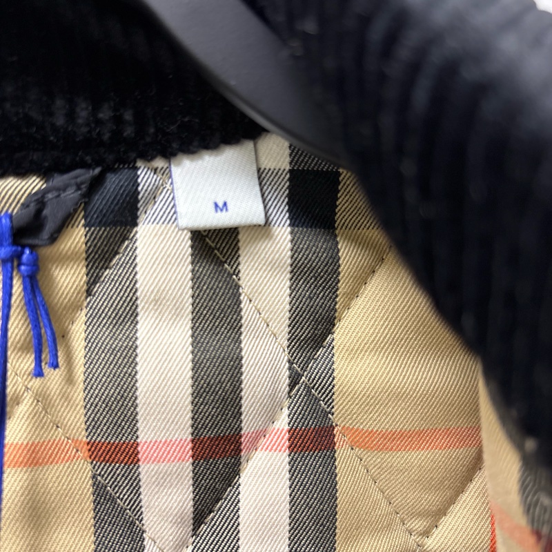 Burberry 燈芯絨衣領格紋外套-10