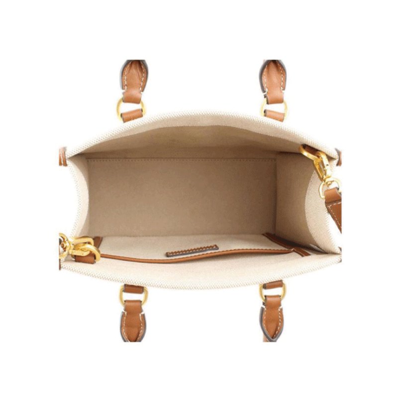 【TORY BURCH】帆布牛皮飾邊兩用包-卡其白-1