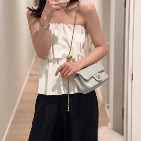 閒置新Chanel香奈兒 灰色 金球CF大mini