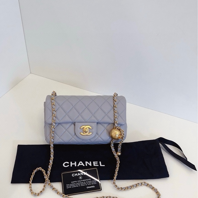 閒置新Chanel香奈兒 灰色 金球CF大mini-1