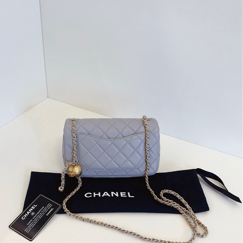 閒置新Chanel香奈兒 灰色 金球CF大mini-2