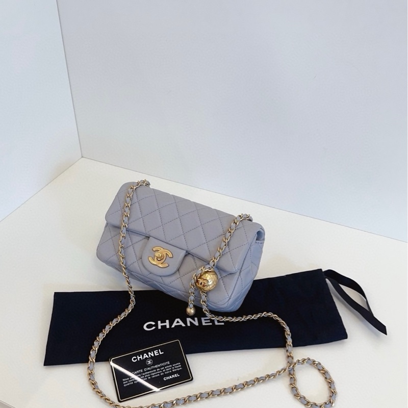 閒置新Chanel香奈兒 灰色 金球CF大mini-3